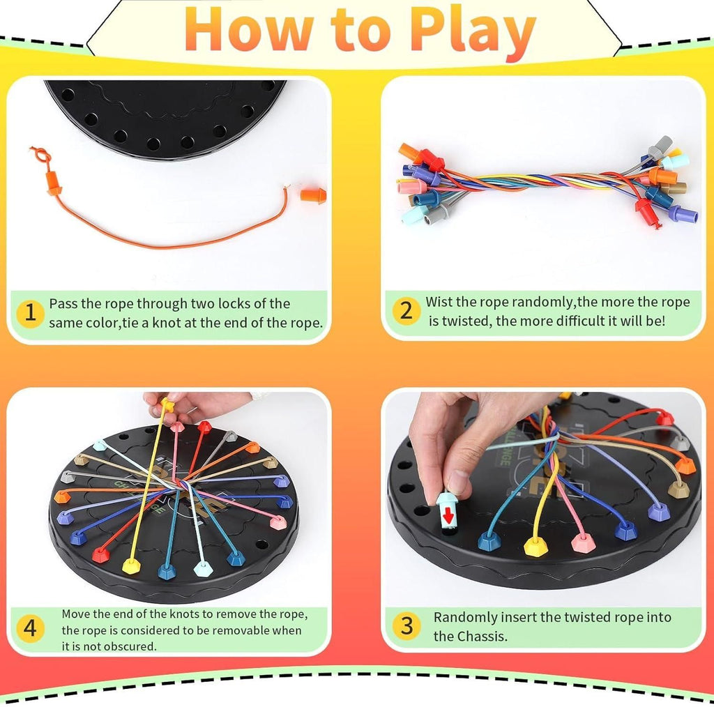 Rope Sorting Puzzle, Brainy Teaser Rope Strategy Board Game Logic Knots Untangling Table Toy for kids and Adult