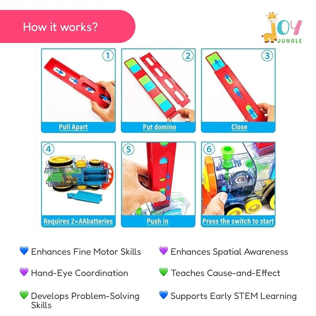 Train Domino Set for Kids – BPA-Free Plastic Toy Train with Sound Effects