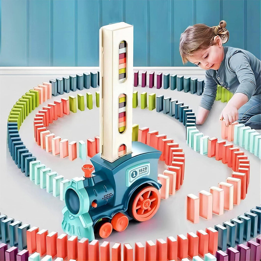 Train Domino Set for Kids – BPA-Free Plastic Toy Train with Sound Effects