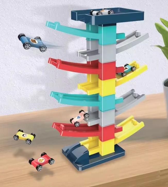 DIY Multilevel Racetrack Glider on Building Block Toys for Kids with 3 (three) racing cars