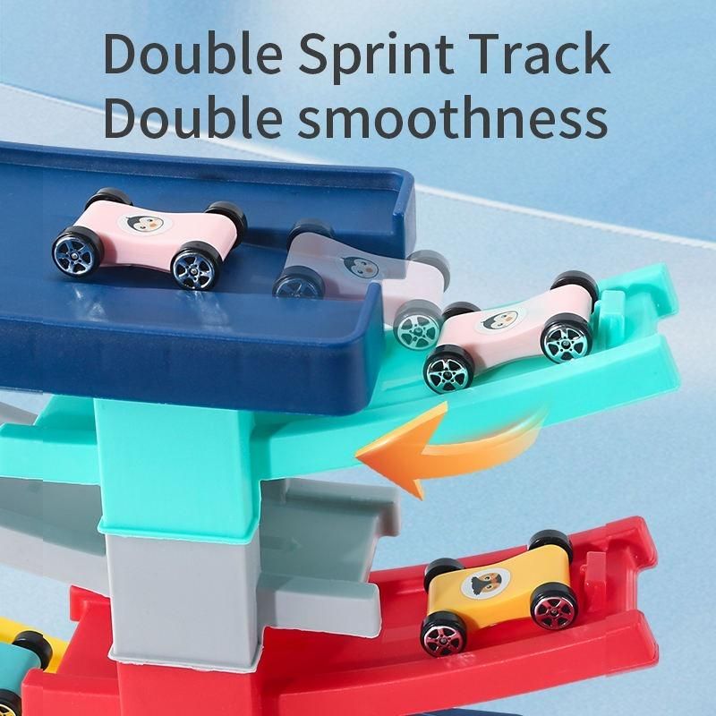 DIY Multilevel Racetrack Glider on Building Block Toys for Kids with 3 (three) racing cars