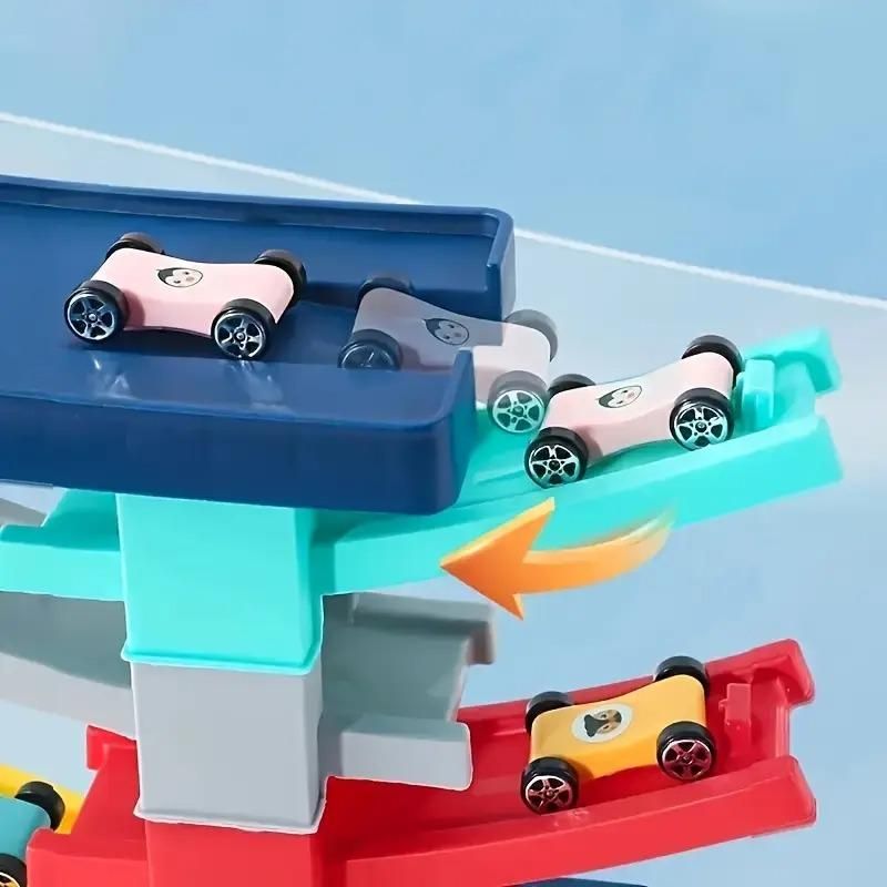 DIY Multilevel Racetrack Glider on Building Block Toys for Kids with 3 (three) racing cars