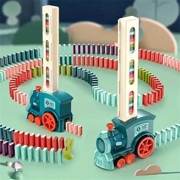 Train Domino Set for Kids – BPA-Free Plastic Toy Train with Sound Effects