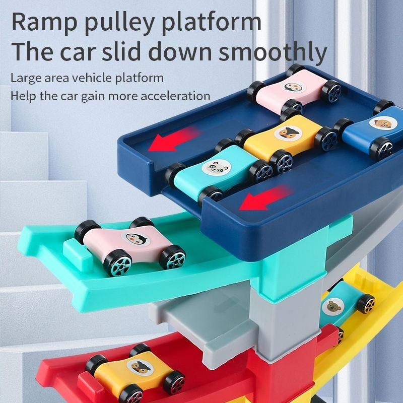 DIY Multilevel Racetrack Glider on Building Block Toys for Kids with 3 (three) racing cars